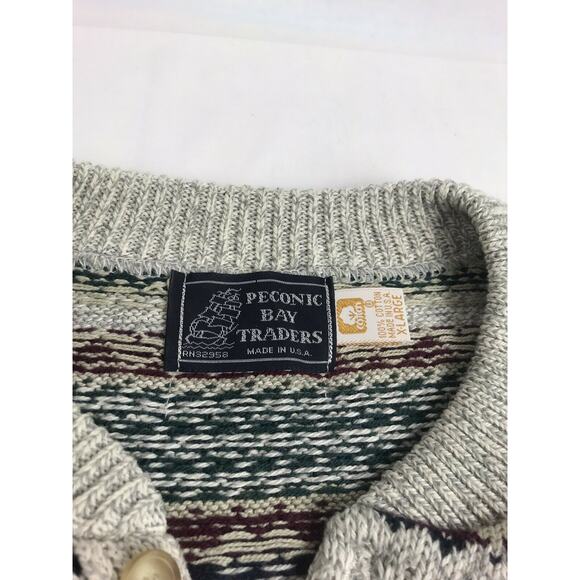 Vintage Peconic Bay Traders Men’sxLarge Thick Knit Cotton Grandpa‎ Sweater USA - Picture 2 of 9